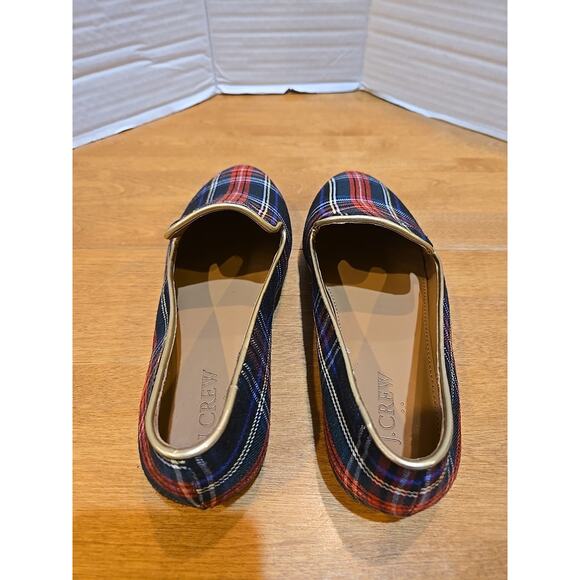 J Crew Stewart Tartan Plaid Loafers Ladies Sz 7 Holiday Preppy Town & Country - Picture 4 of 10